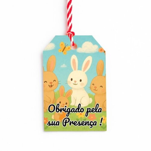 Tag de Agradecimento Personalizada 7x5 Coelhinhos