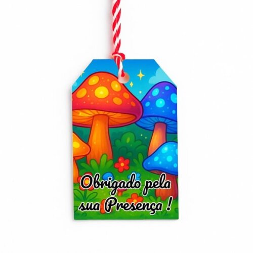 Tag de Agradecimento Personalizada 7x5 Cogumelos Mágicos
