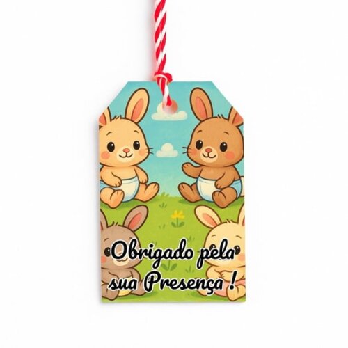 Tag de Agradecimento Personalizada 7x5 Coelhinhos Baby