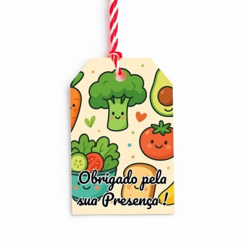 Tag de Agradecimento Personalizada 7x5 Comidinhas Saudáveis