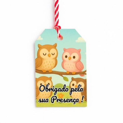 Tag de Agradecimento Personalizada 7x5 Corujinhas
