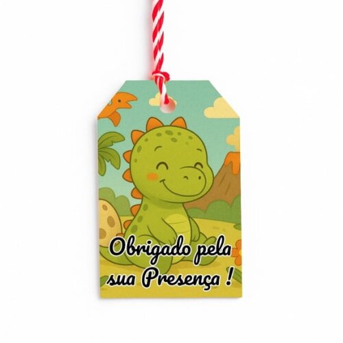 Tag de Agradecimento Personalizada 7x5 Dinossauro Baby