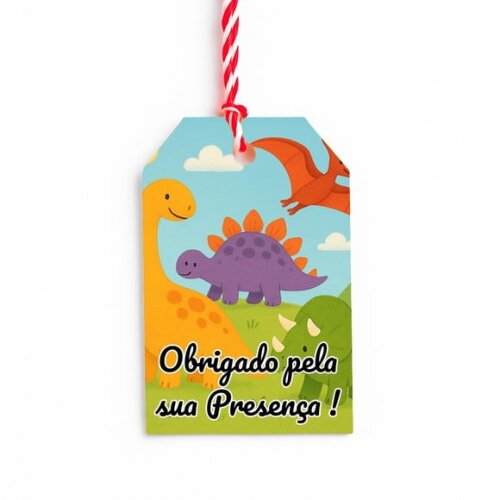 Tag de Agradecimento Personalizada 7x5 Dinossauros