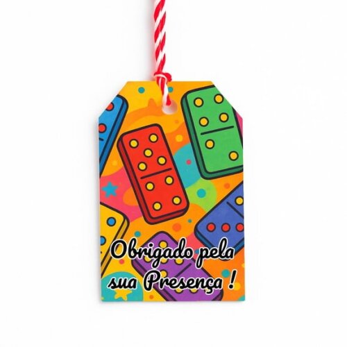 Tag de Agradecimento Personalizada 7x5 Dominós Coloridos