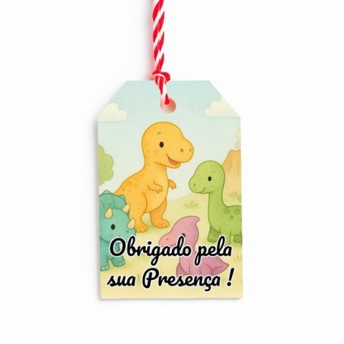 Tag de Agradecimento Personalizada 7x5 Dinossauros Baby