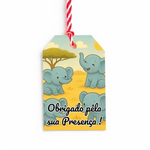 Tag de Agradecimento Personalizada 7x5 Elefantinhos