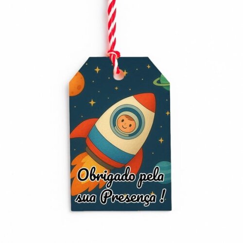 Tag de Agradecimento Personalizada 7x5 Espaço Sideral