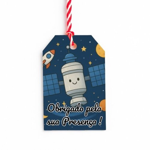 Tag de Agradecimento Personalizada 7x5 Estação Espacial