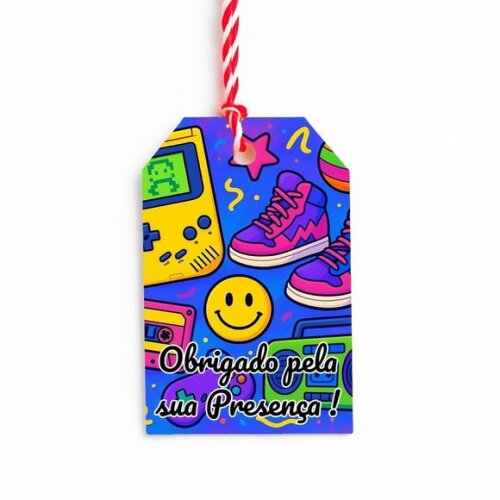 Tag de Agradecimento Personalizada 7x5 Festa Anos 90