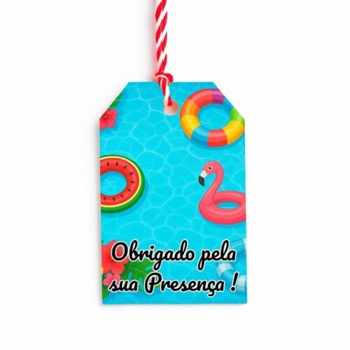 Tag de Agradecimento Personalizada 7x5 Festa na Piscina