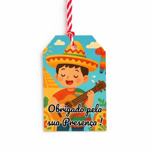 Tag de Agradecimento Personalizada 7x5 Festa Mexicana