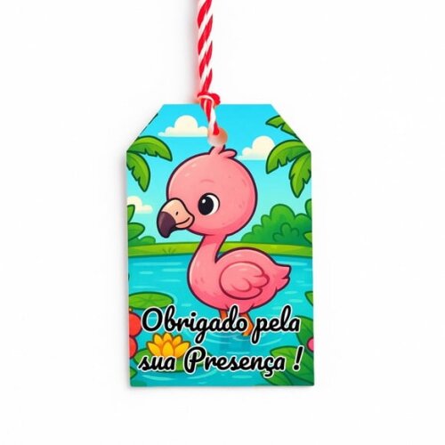Tag de Agradecimento Personalizada 7x5 Flamingo Baby