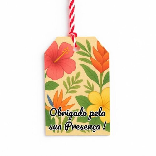 Tag de Agradecimento Personalizada 7x5 Flores Tropicais