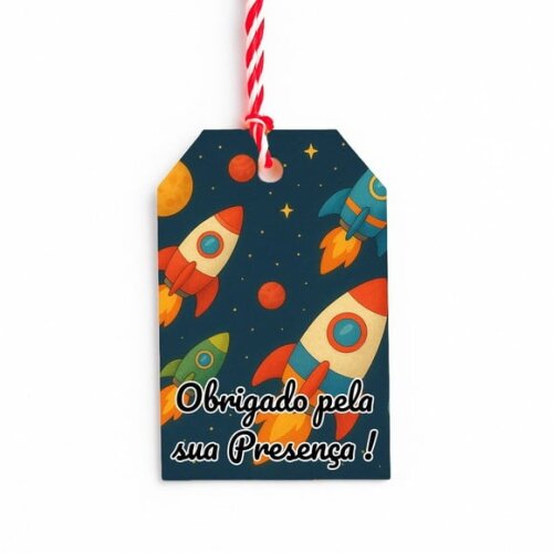 Tag de Agradecimento Personalizada 7x5 Foguetes