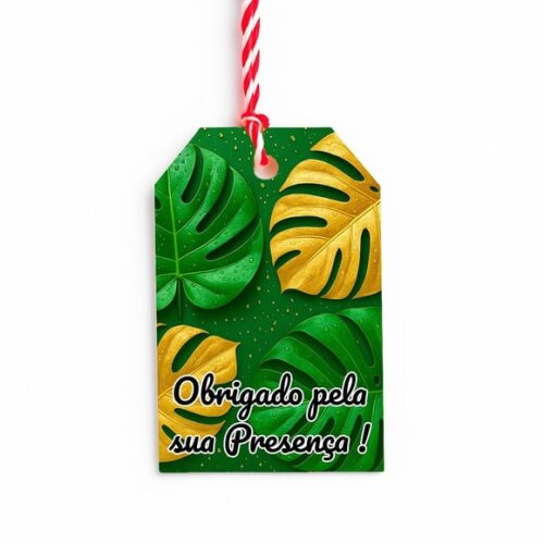 Tag de Agradecimento Personalizada 7x5 Folha Costela-de-adão