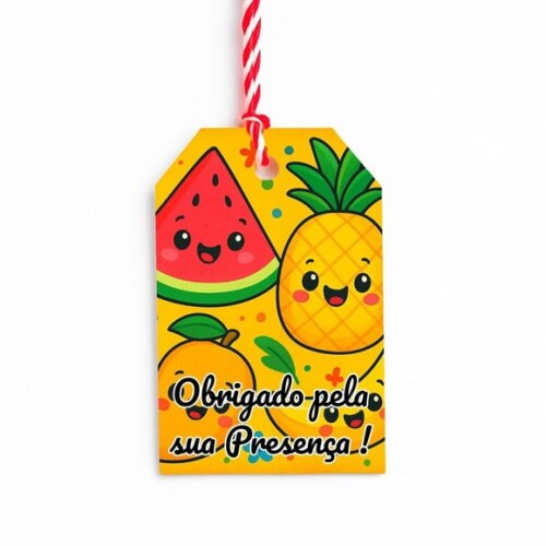 Tag de Agradecimento Personalizada 7x5 Frutas Tropicais