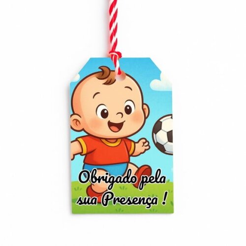 Tag de Agradecimento Personalizada 7x5 Futebol Baby