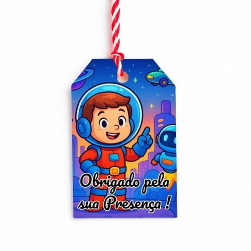 Tag de Agradecimento Personalizada 7x5 Futurismo Infantil