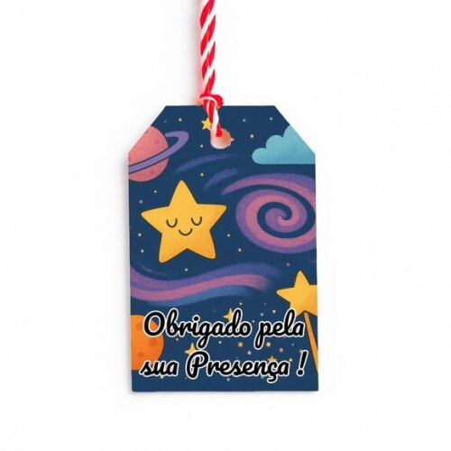 Tag de Agradecimento Personalizada 7x5 Galáxia Mágica
