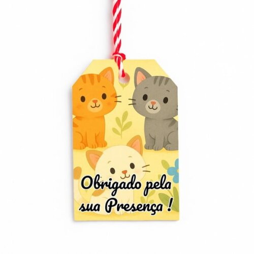 Tag de Agradecimento Personalizada 7x5 Gatinhos