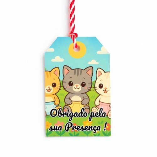 Tag de Agradecimento Personalizada 7x5 Gatinhos Baby