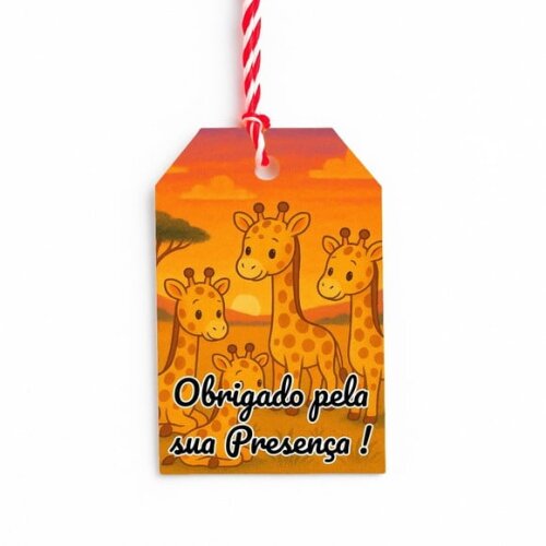 Tag de Agradecimento Personalizada 7x5 Girafinhas