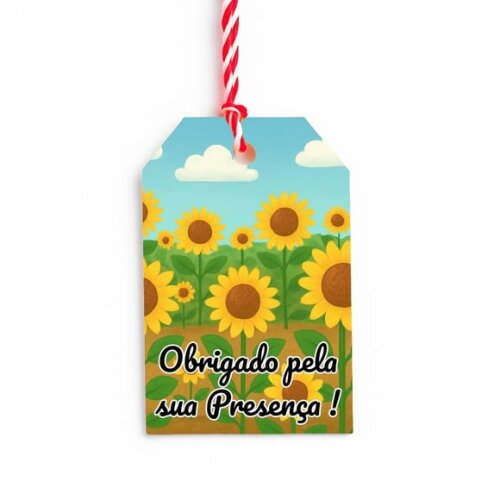 Tag de Agradecimento Personalizada 7x5 Girassóis