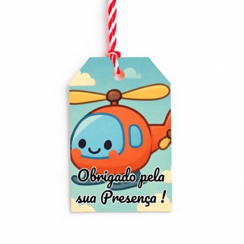 Tag de Agradecimento Personalizada 7x5 Helicóptero