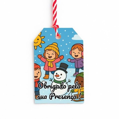 Tag de Agradecimento Personalizada 7x5 Inverno Divertido