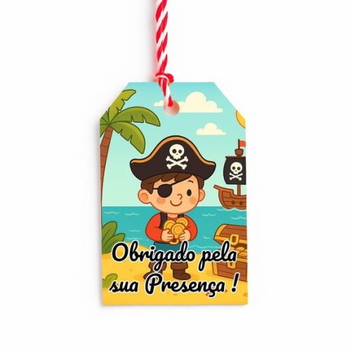 Tag de Agradecimento Personalizada 7x5 Ilha Pirata