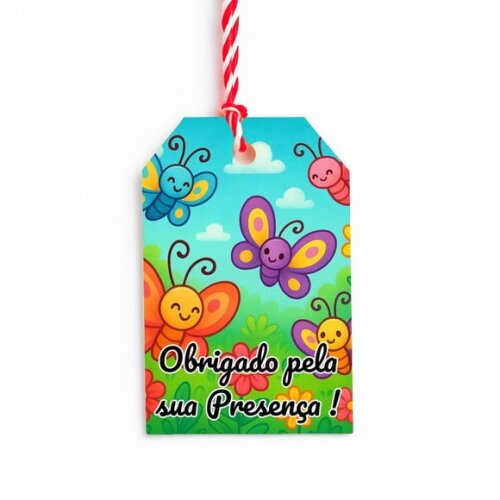 Tag de Agradecimento Personalizada 7x5 Jardim das Borboletas