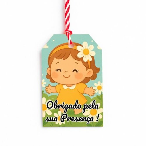 Tag de Agradecimento Personalizada 7x5 Jardim das Margaridas