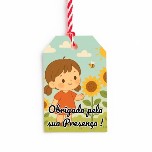 Tag de Agradecimento Personalizada 7x5 Jardim dos Girassóis
