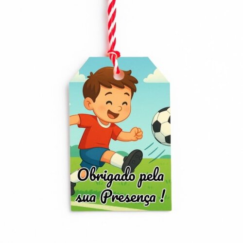 Tag de Agradecimento Personalizada 7x5 Jogador de Futebol