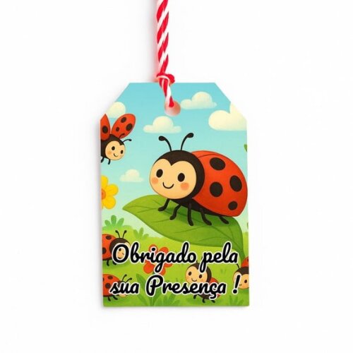 Tag de Agradecimento Personalizada 7x5 Joaninhas