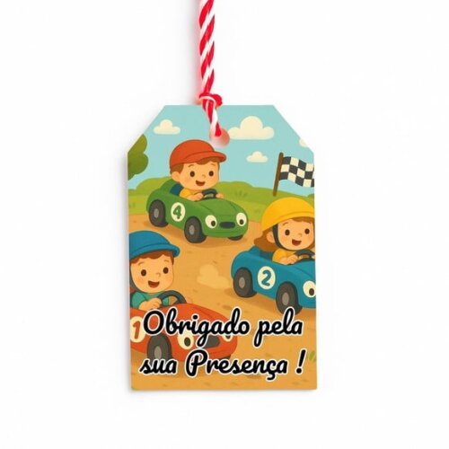 Tag de Agradecimento Personalizada 7x5 Kart Infantil
