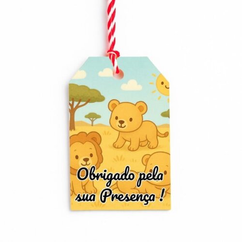 Tag de Agradecimento Personalizada 7x5 Leãozinhos