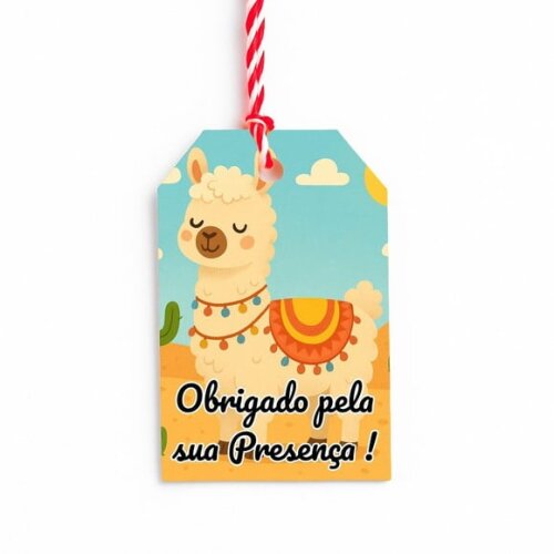 Tag de Agradecimento Personalizada 7x5 Lhama