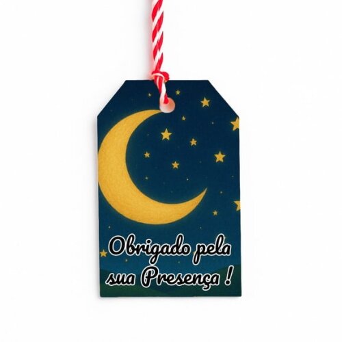 Tag de Agradecimento Personalizada 7x5 Lua e Estrelas