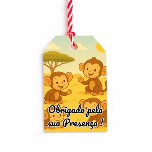 Tag de Agradecimento Personalizada 7x5 Macaquinhos