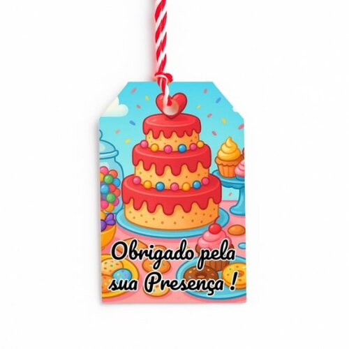 Tag de Agradecimento Personalizada 7x5 Mesa Doces Coloridos