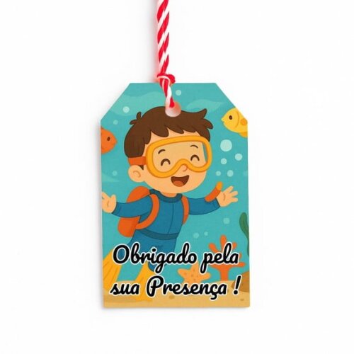 Tag de Agradecimento Personalizada 7x5 Menino Mergulhador