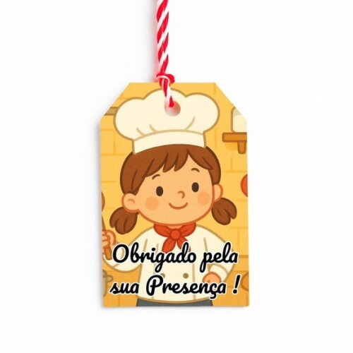 Tag de Agradecimento Personalizada 7x5 Mini Chefe Menina