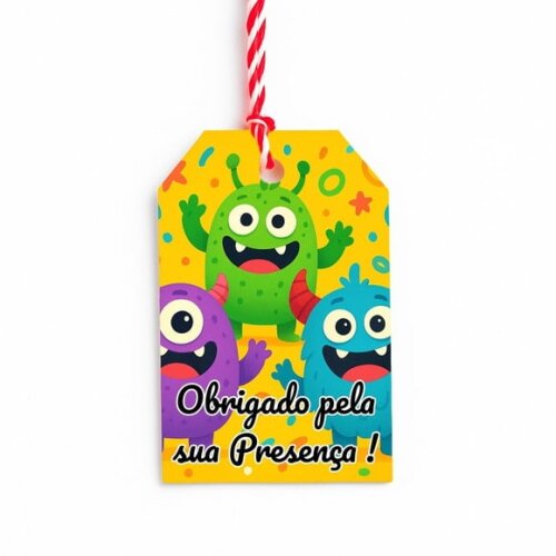 Tag de Agradecimento Personalizada 7x5 Monstrinhos