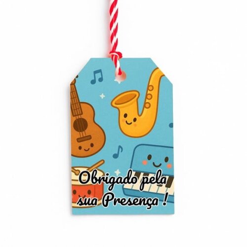 Tag de Agradecimento Personalizada 7x5 Músicas Instrumentos