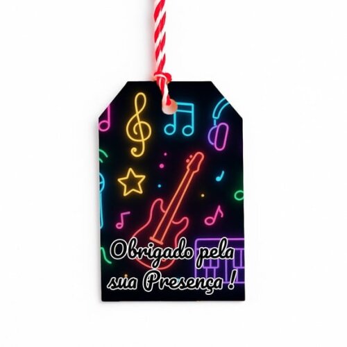 Tag de Agradecimento Personalizada 7x5 Neon Musical
