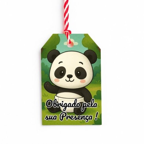 Tag de Agradecimento Personalizada 7x5 Panda Baby