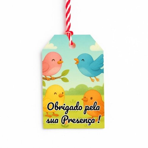 Tag de Agradecimento Personalizada 7x5 Passarinhos