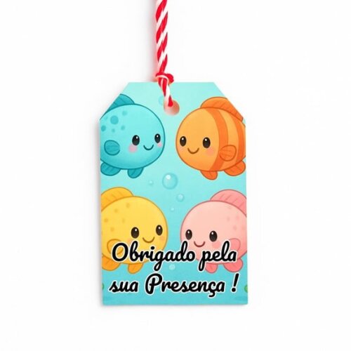 Tag de Agradecimento Personalizada 7x5 Peixinhos Baby