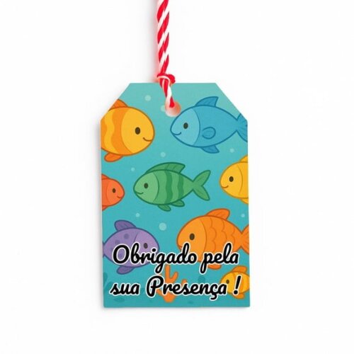 Tag de Agradecimento Personalizada 7x5 Peixinhos Coloridos